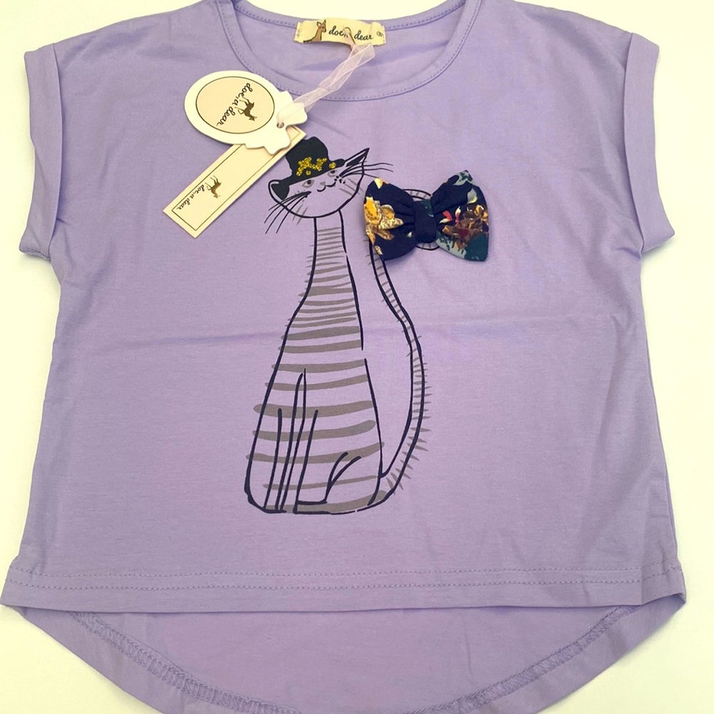 Lavender T-shirt 3-D bow on the front Brand New